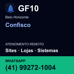 GF10 em Confisco, Belo Horizonte: atendimento remoto. Sites, lojas, aplicações, idiomas, manutenção e SEO. WhatsApp (41) 99272-1004.