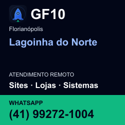 GF10 em Lagoinha do Norte, Florianópolis: atendimento remoto. Sites, lojas, aplicações, idiomas, manutenção e SEO. WhatsApp (41) 99272-1004.