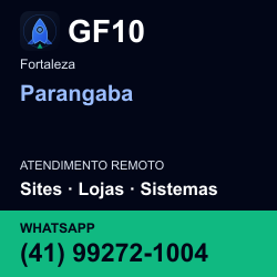 GF10 em Parangaba, Fortaleza: atendimento remoto. Sites, lojas, aplicações, idiomas, manutenção e SEO. WhatsApp (41) 99272-1004.