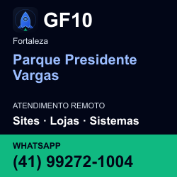 GF10 em Parque Presidente Vargas, Fortaleza: atendimento remoto. Sites, lojas, aplicações, idiomas, manutenção e SEO. WhatsApp (41) 99272-1004.