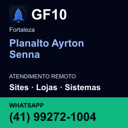 GF10 em Planalto Ayrton Senna, Fortaleza: atendimento remoto. Sites, lojas, aplicações, idiomas, manutenção e SEO. WhatsApp (41) 99272-1004.