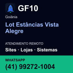 GF10 em Lot Estâncias Vista Alegre, Goiânia: atendimento remoto. Sites, lojas, aplicações, idiomas, manutenção e SEO. WhatsApp (41) 99272-1004.