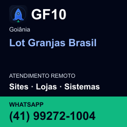 GF10 em Lot Granjas Brasil, Goiânia: atendimento remoto. Sites, lojas, aplicações, idiomas, manutenção e SEO. WhatsApp (41) 99272-1004.
