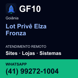 GF10 em Lot Privê Elza Fronza, Goiânia: atendimento remoto. Sites, lojas, aplicações, idiomas, manutenção e SEO. WhatsApp (41) 99272-1004.