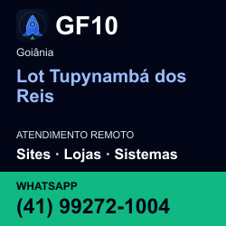 GF10 em Lot Tupynambá dos Reis, Goiânia: atendimento remoto. Sites, lojas, aplicações, idiomas, manutenção e SEO. WhatsApp (41) 99272-1004.