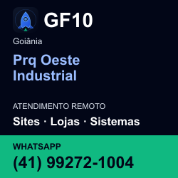 GF10 em Prq Oeste Industrial, Goiânia: atendimento remoto. Sites, lojas, aplicações, idiomas, manutenção e SEO. WhatsApp (41) 99272-1004.