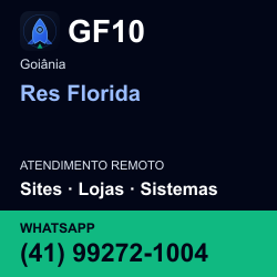 GF10 em Res Florida, Goiânia: atendimento remoto. Sites, lojas, aplicações, idiomas, manutenção e SEO. WhatsApp (41) 99272-1004.