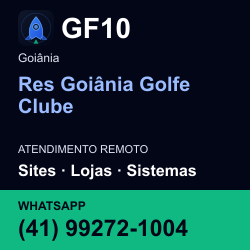 GF10 em Res Goiânia Golfe Clube, Goiânia: atendimento remoto. Sites, lojas, aplicações, idiomas, manutenção e SEO. WhatsApp (41) 99272-1004.