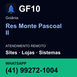 GF10 em Res Monte Pascoal II, Goiânia: atendimento remoto. Sites, lojas, aplicações, idiomas, manutenção e SEO. WhatsApp (41) 99272-1004.
