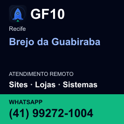 GF10 em Brejo da Guabiraba, Recife: atendimento remoto. Sites, lojas, aplicações, idiomas, manutenção e SEO. WhatsApp (41) 99272-1004.