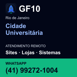 GF10 em Cidade Universitária, Rio de Janeiro: atendimento remoto. Sites, lojas, aplicações, idiomas, manutenção e SEO. WhatsApp (41) 99272-1004.