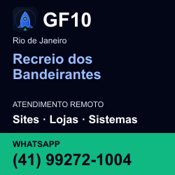 GF10 em Recreio dos Bandeirantes, Rio de Janeiro: atendimento remoto. Sites, lojas, aplicações, idiomas, manutenção e SEO. WhatsApp (41) 99272-1004.