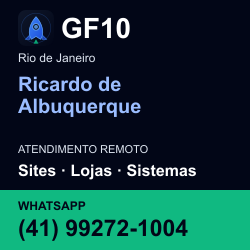 GF10 em Ricardo de Albuquerque, Rio de Janeiro: atendimento remoto. Sites, lojas, aplicações, idiomas, manutenção e SEO. WhatsApp (41) 99272-1004.