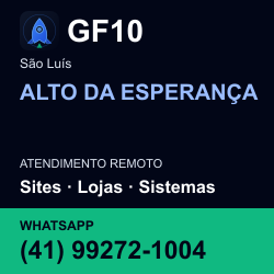 GF10 em ALTO DA ESPERANÇA, São Luís: atendimento remoto. Sites, lojas, aplicações, idiomas, manutenção e SEO. WhatsApp (41) 99272-1004.