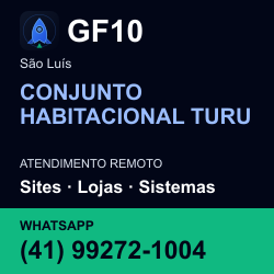 GF10 em CONJUNTO HABITACIONAL TURU, São Luís: atendimento remoto. Sites, lojas, aplicações, idiomas, manutenção e SEO. WhatsApp (41) 99272-1004.