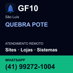 GF10 em QUEBRA POTE, São Luís: atendimento remoto. Sites, lojas, aplicações, idiomas, manutenção e SEO. WhatsApp (41) 99272-1004.