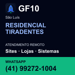 GF10 em RESIDENCIAL TIRADENTES, São Luís: atendimento remoto. Sites, lojas, aplicações, idiomas, manutenção e SEO. WhatsApp (41) 99272-1004.