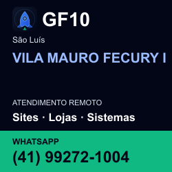GF10 em VILA MAURO FECURY I, São Luís: atendimento remoto. Sites, lojas, aplicações, idiomas, manutenção e SEO. WhatsApp (41) 99272-1004.